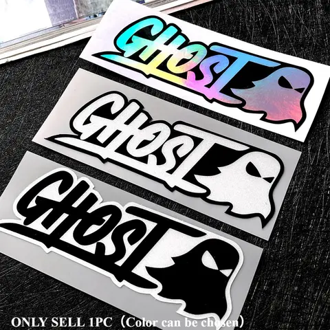 1PC Waterproof vinyl sticker decal for motorcycles and cars, featuring a ghost design, perfect for your motorcycle windshield and body, Motorcycle Stickers, Waterproof Vinyl Decals