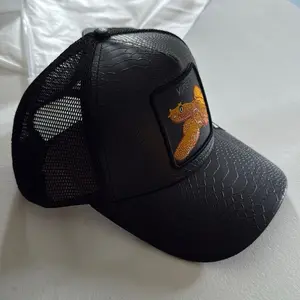 Viper Black Snake Patch Trucker Hat with Mesh Back and Embossed Design