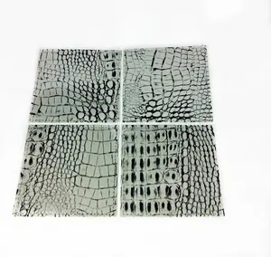212 MAIN Handcrafted Square Glass Tableware Coasters - Double-Sided Red Pomegranate Crock Design, 4x4 in, Set of 4
