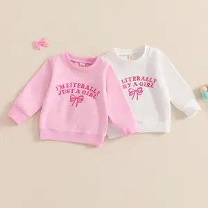 Toddler Baby Girl Sweatshirt I'm Literally Just A Girl Bow Embroidery Long Sleeve Pullover Cute Spring Fall Clothes