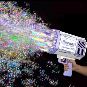 Bubble Machine Bubble Blaster Toys for Kids Bubble Maker with 69 Holes and Colorful Lights