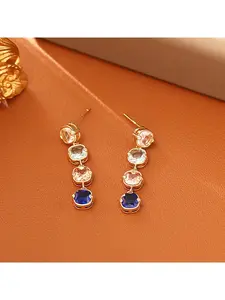Charming Long Colored Zircon Earrings with Fashionable High-End Elegant Fairy Style Ear Accessories, Niche Design Jewelry Trend