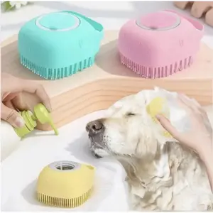 Pet Grooming Bath Brush, Silicone Pet Bath Massage Brush, Shampoo Dispenser Shower Brush For Dogs & Cats, Grooming Tools