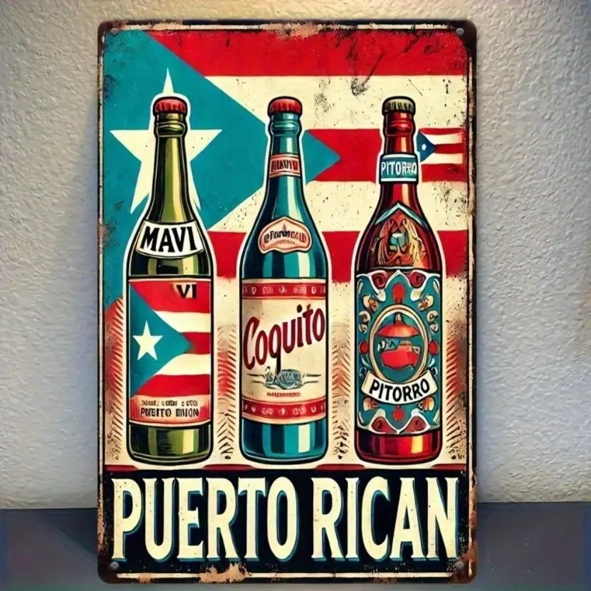 Aluminum Vintage Wall Decor Home Business Decor Western Decor Home Decor Products 8x12 Inch Puerto Rican Beer Bottle Label Sign Vintage Metal Sign for Home Bar Cafe Man Cave Aluminum Art Decorative Wall Sign