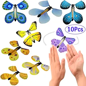[Magic Flying] Magic Flying Butterfly Toys |   10pcs |   Assorted Colors |   Wind-Up, Rubber Band Powered |   Ideal for Party Favors and Surprise Gifts