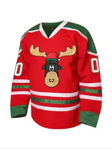 00 deer head, white red black, FREDDY， Breathable quick drying jersey, casual daily sports outdoor micro elastic universal men's ice hockey jersey Jersey Shirt