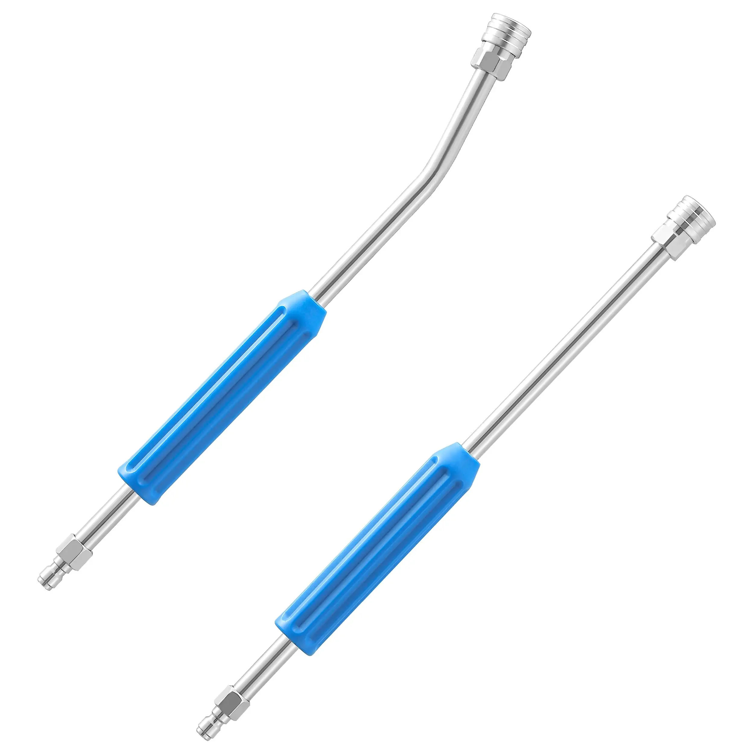 JOEJET Pressure Washer Extension Wand 17 Inch, Stainless Steel Power Washer Wand with Molded Grip, 30 Degree Curved Pressure Washer Wand for Gutter and Undercarriage, 1/4" Quick Connect, 2 Pack