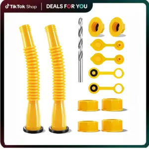 Gas Can Spout Replacement, Anti-Spill Gas Can Nozzle Replacement, 2-Kit Upgraded Spouts No Leaky with Flexible Nozzle, Can Vent Caps, Fit for Most 1/2/5/10 Gal Can