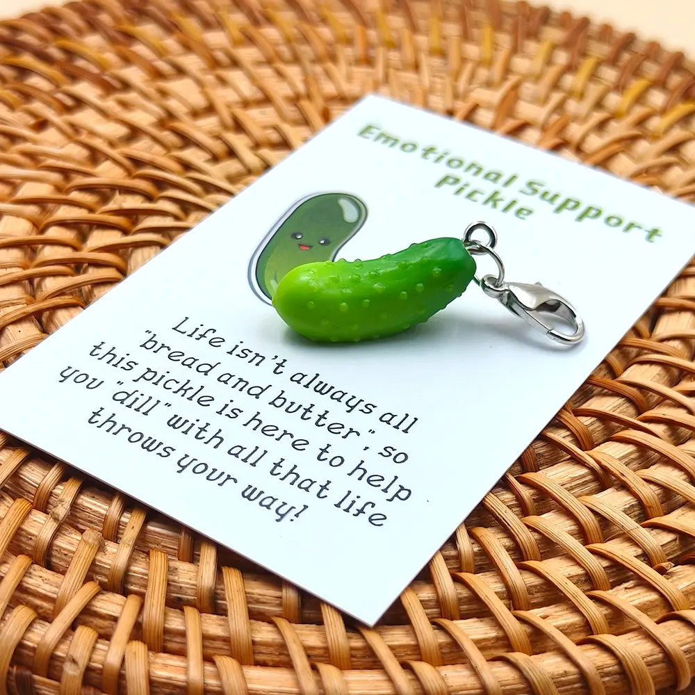 Emotional Support Pickle Keychain Gift Set, Mini Resin Pickle Themed Keychains with Encouraging Messages, Perfect for Holidays, Birthdays & More!