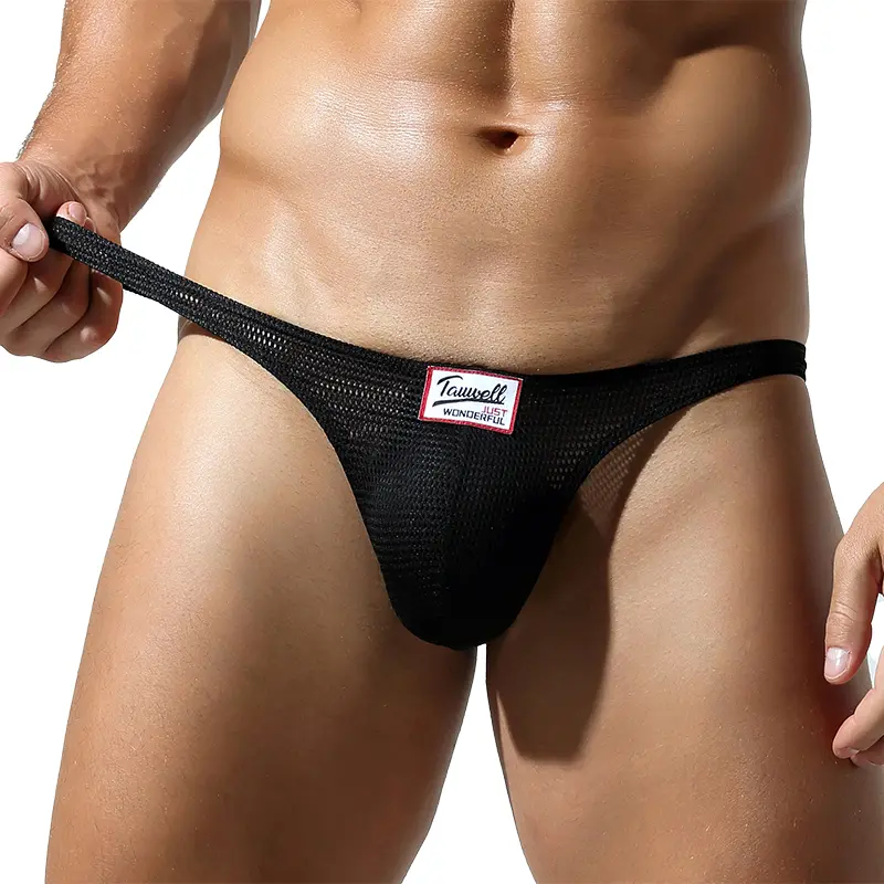 TAUWELL Men’s Breathable Mesh Thong Underwear, Low-Rise Stretch T-Back Briefs with Contoured Pouch, Lightweight Men’s Underwear for Daily Wear, Gym & Travel-25107