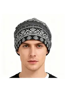 Bonnet for Sleeping Women, Stylish Hair Wrap for All Seasons, Geometric Pattern Sleep Bonnet for Women and Men