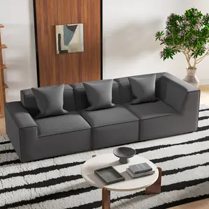 Spaco Modern 3-Seat Modular Compression Sofa - Memory Foam Upholstered Foldable Sleeper Couch with Pillow, Comfy Floor Lounge for Living Room, Bedroom