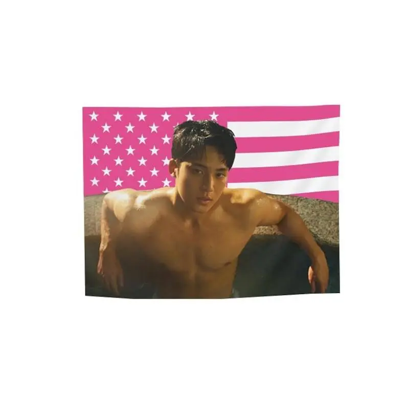 Mingyu Flag - Mingyu Shirtless American Flag - Poster Tapestry Birthday Gift Gift for daughter Funny Gift Unique gift Kpop gift
