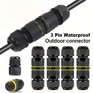 Waterproof Electrical Connector - Quick-Connect Solderless Terminal, 3-Pin Outdoor/Indoor Junction Box for LED/Lamp Wiring, Weatherproof Cable Extensions
