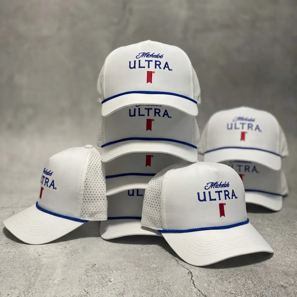 Michelob ULTRA Rope Hat White Mesh Snapback Golf Beer Hat Vintage Style Cap
