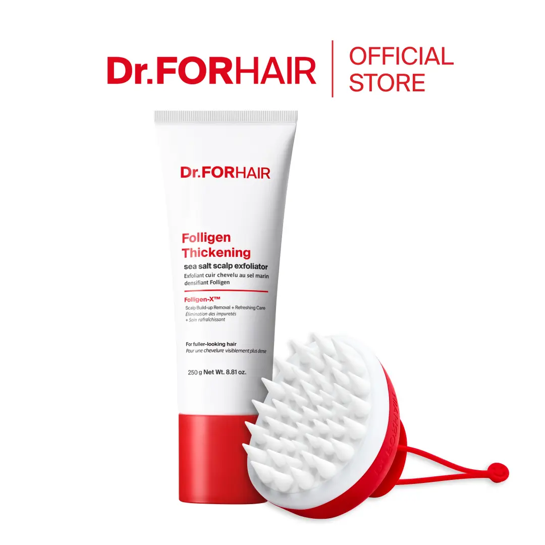 [Dr.FORHAIR] Deep Scalp Scrub Set | Scalp Sea Salt Exfoliator 8.81 oz + Scalp Exfoliator Shampoo Brush | Scalp Scrub | Oily Scalp | Build-Up Removal | Refreshing Scalp Routine