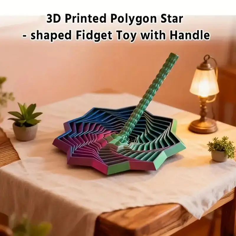 1pc 3D Printed Gradient Spinning Tops Spinner Star | Random Colors, Transformable, Fidget Relief, Stress Relief Gadget, Ideal for Office and Home Decor, Perfect Gift for Christmas, Valentine'S Day, Easter, Graduation