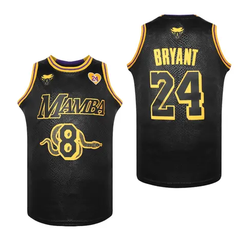 Professional #8/24 Print Mamba Basketball Jersey - Breathable, Stretchy Polyester Sleeveless Uniform for Basketball Players, Training, Game Day
