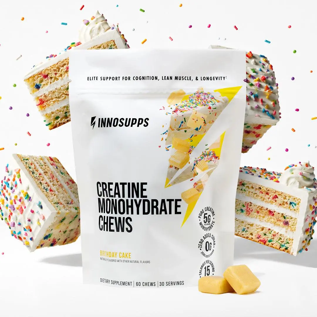 Inno Supps 5g Creatine Chews, Creatine Monohydrate Gummies - Supports Strength, Energy & Focus - Muscle Recovery Supplement - Convenient, Great Tasting, Sugar Free, Sucralose Free - 30 Day Supply