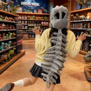 90cm Realistic Dinosaur Skeleton Costume Set Funny Headgear Cosplay Party Dress up Clothing Plush Creative Gifts
