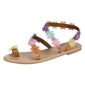 Bohemian Beaded Flip-Flops — Hand-Beaded Floral Thong Sandals