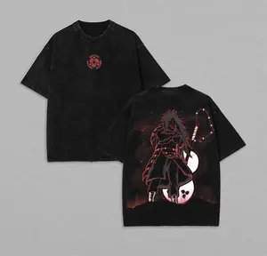 Madara Manga oversized Vintage acid Washed T-Shirt, Unisex Cotton Crew Neck Anime Streetwear for Fans, Casual Graphic Tee Shirt, Retro Hoodie