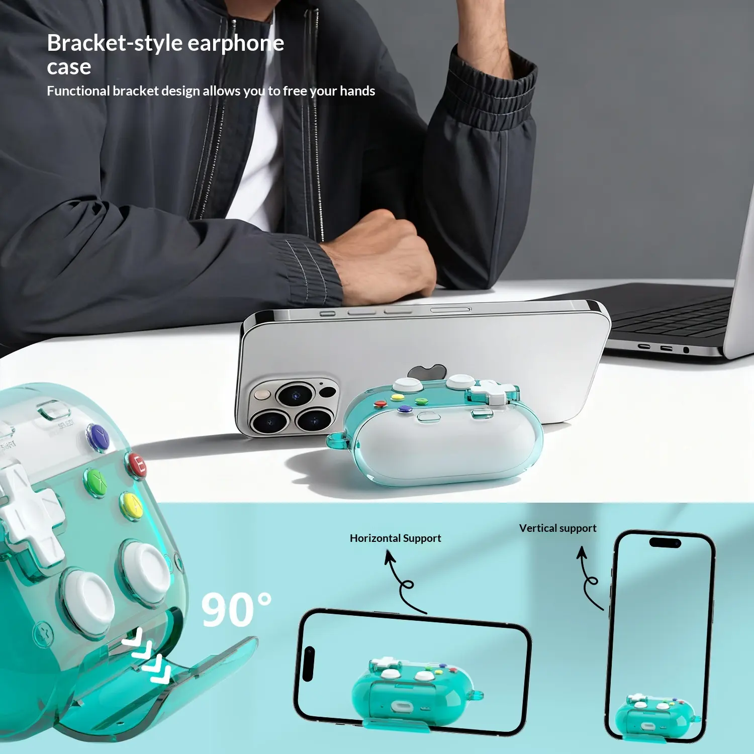 Earphone case suitable for AirPods 4, protective cover, stress-relief stand, AirPods Pro 3 game controller, stress-relief toy, phone stand