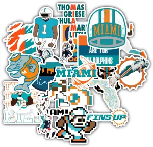 20 Pcs Stickers Packs Dolph Colorful Miamis AestheticInz Decal Vinyl Sticker Waterproof for Water Bottle Laptop Computer Luggage Phone Car Skateboard Bumper