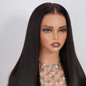 Luler Hair 13x6 Straight Drawstring Glueless Wig HD Lace Frontal Straight Wigs Pre Plucked Pre Cut HD Transparent Lace Skin Melted Brazilian Straight Wig 220% Density Human Hair Wigs For Women