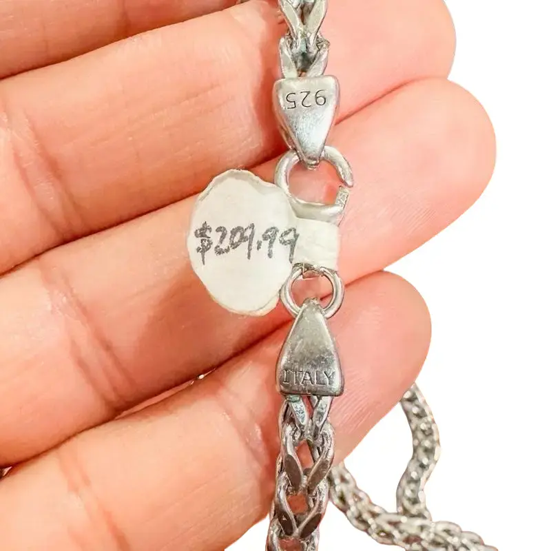 Italy 925 Sterling Silver Men’s Franco Chai, 31.5g, length-36”