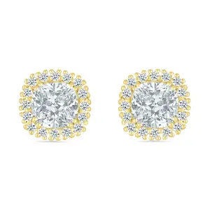 Round White Sapphire Studs with White Sapphire Halo
