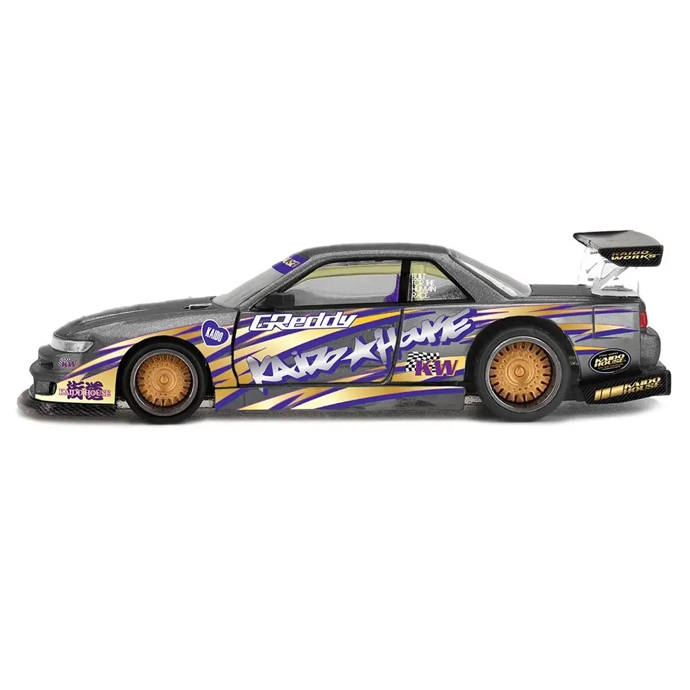 KAIDO HOUSE 1:64 NISSAN SILVIA S13-R KAIDO DRIFT V1 GREDDY GREY DIECAST MODEL KHMG235-2C