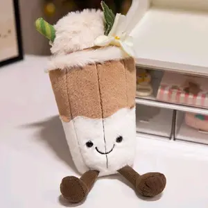 Fun Plush Toy Latte Coffee Doll Birthday Gift with Adorable Face and Feet Design