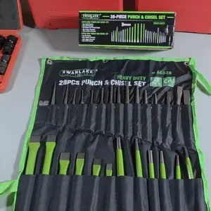 SWANLAKE Punch and Chisel Set, Including Taper Punch, Cold Chisels, Pin Punch, Center Punch (28pcs) green  rubber tool kit repair tool chisel set tool gift cool mechanic TikTokShopBlackFriday