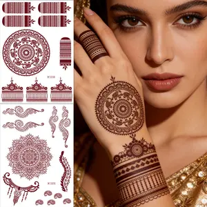 2 Henna Mandala Lace Pattern Sexy Body Art Temporary Waterproof Tattoo Stickers, for Hands, Arms, Back, Party Use