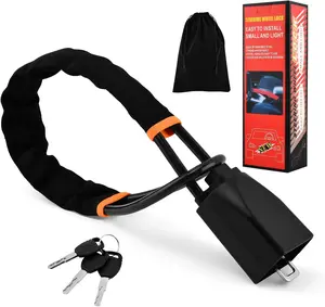 DualGuard Car Steering Wheel & Seat Belt Lock - 17" Universal Anti-Theft Device for Vehicles, SUVs, Golf Carts | Compact & Lightweight Security Lock with Multi-Function Keys (Black)