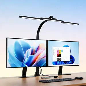 Gooseneck Clamp-on Desk Lamp with USB Charging - 5 Colors Smooth Dimming Touch & Hand-Wave Control - LED Reading Light for Home Office Crafting Gaming