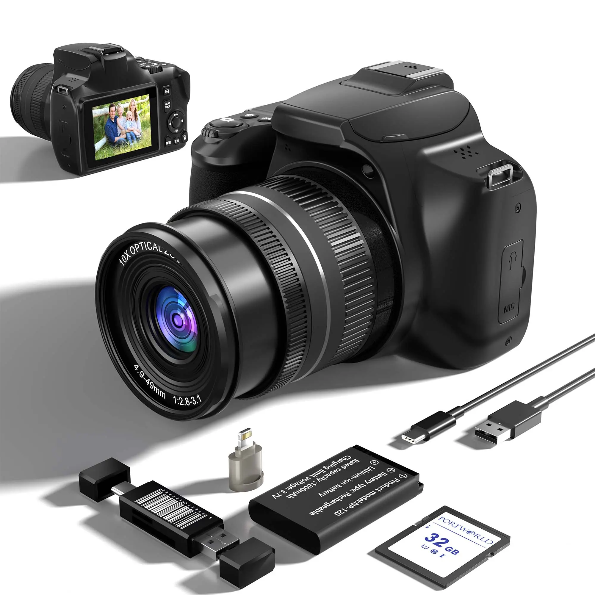 2025 camera with power shot Digital Camera，4k 64 Megapixel budget  Camera,3" HD Screen 4 X Digital Zoom Camera,10X Optical Vlogging DSLR with Flash  WiFi and HDMI Output with SD Card,leiinot4you camera, xt30ii,black magic camera,vlog camera(Black) summerw