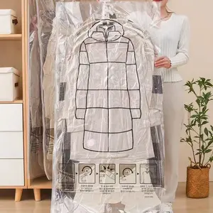 5 Pcs Extra Large Hanging Vacuum Storage Compression Bags (No Pump Included) | Thickened Garment Organizer Bags, Rectangular, No Electricity Required, Clothes Protection & Space Saving