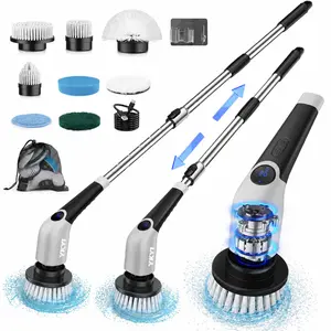 YKYI Electric Spin Scrubber, Cordless Shower Cleaning Brush with 4 Replaceable Heads, 2 Speeds & Adjustable Extension Handle for Bathroom, Kitchen, Home