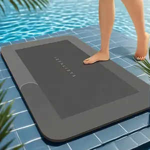 Anti-slip Super Absorbent Floor Mat Bathroom, Quick Drying Mat, Carpet Shower Tub, Toilet Mat, Absorbent Mat, Entry Mat, Anti-slip Wear Resistance Diatomaceous Earth Laundry Dark Gray