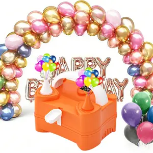Balloon Pump, Electric Balloon Pump,Portable Dual Nozzles Electric Balloon Air Pump 110V 600W, Electric Balloon Inflator  Colored Ribbons for Party Decoration