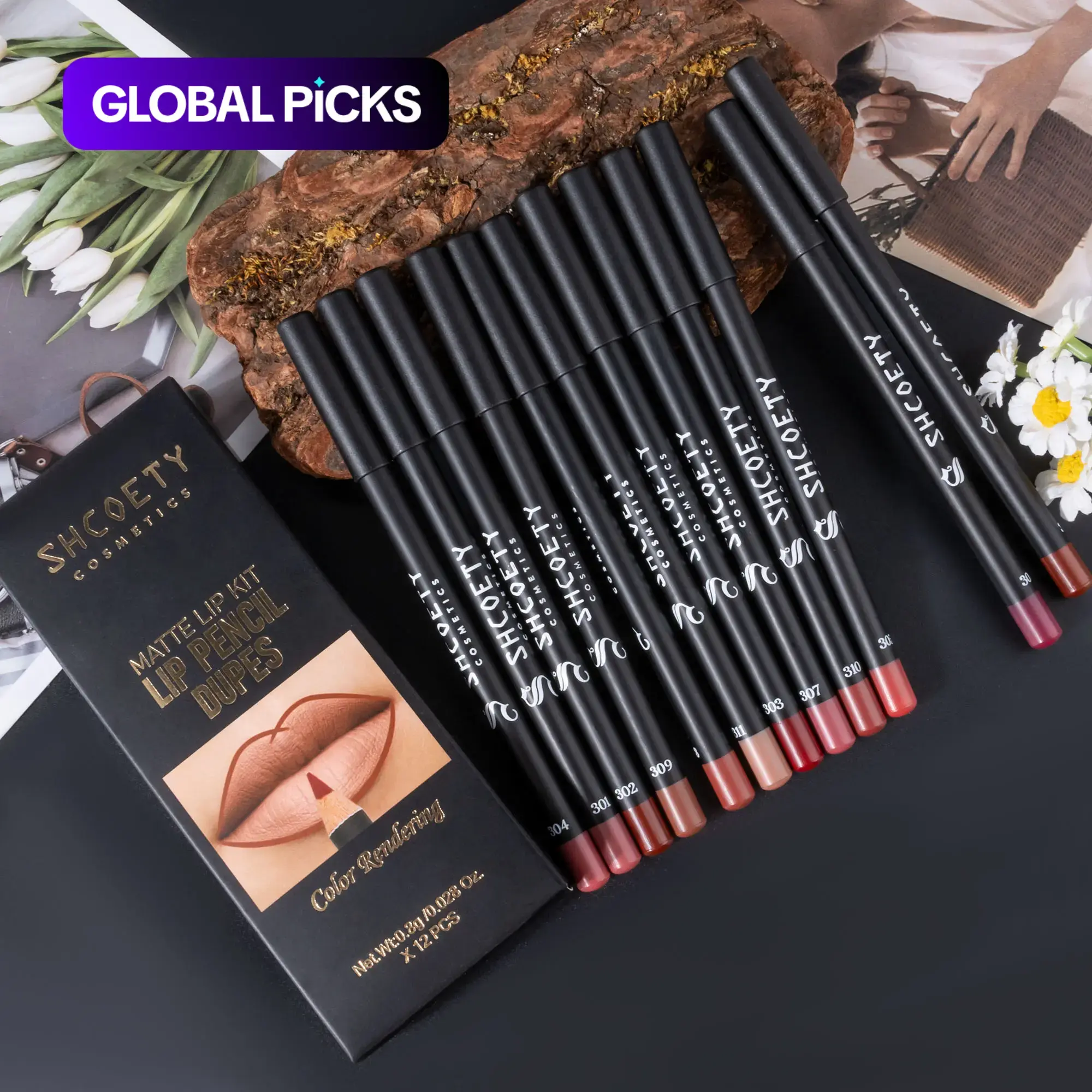 Highly Pigmented Matte Lip Liner Pencil Set, 12pcs/box Long-Lasting Lip Liners, Lip Makeup Kit #GLOBAL PICKS