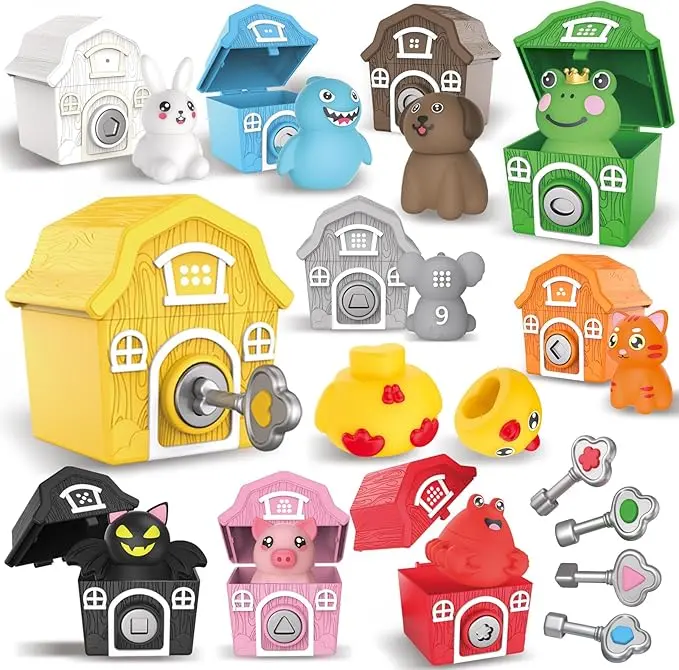 Learning Toys for 1,2,3 Year Old Toddlers, 20Pcs Farm Animals Toys Montessori Counting, Matching & Sorting Fine Motor Games, Christmas Birthday Easter Gift for Baby Boys Girls Age 12-18 Months