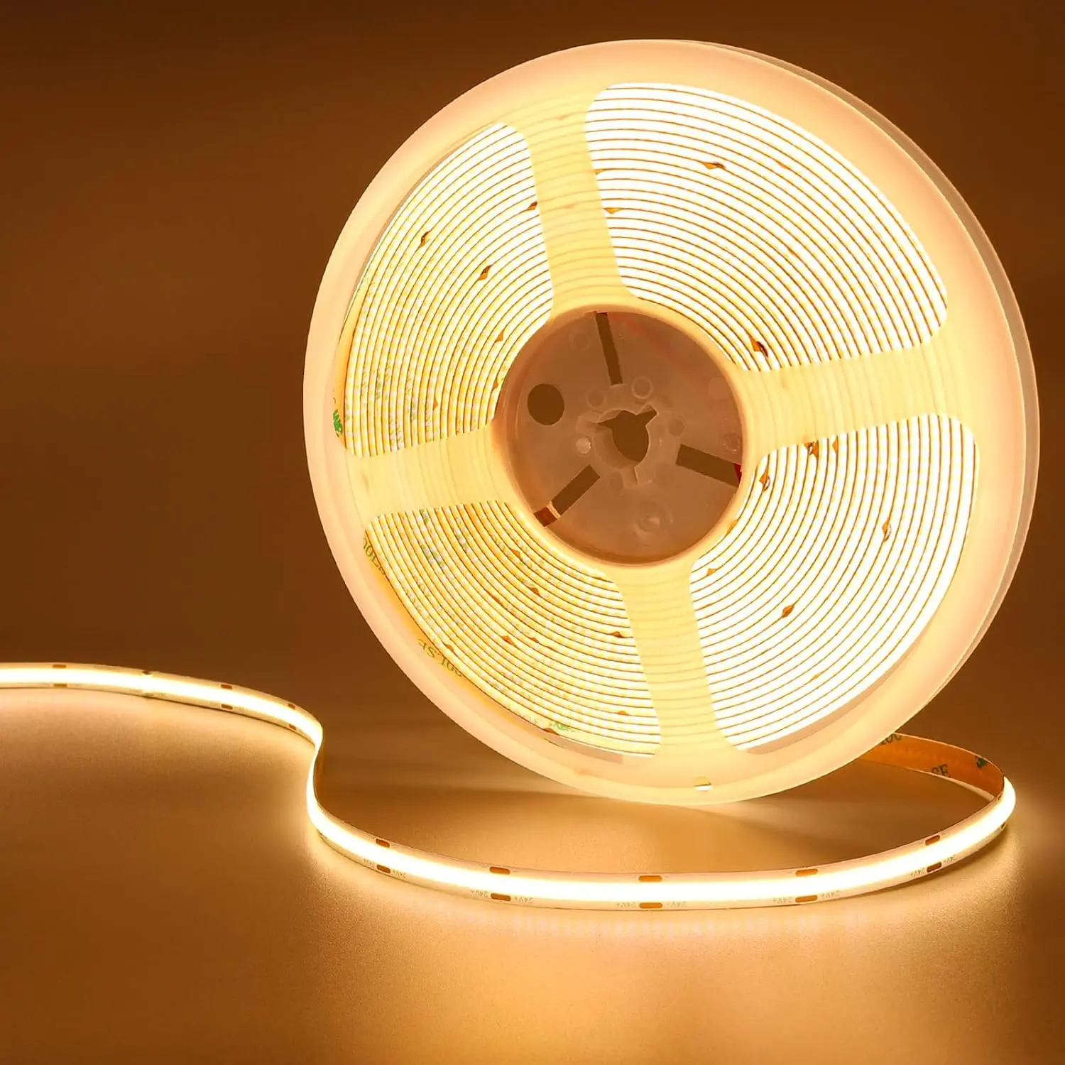 24V Dimmable COB LED Strip Light, 32.8ft 2700K Warm White 8mm Width Flexible Tape Light with CRI92+ for Bedroom, Kitchen Cabinet, Indoor Home Improvement
