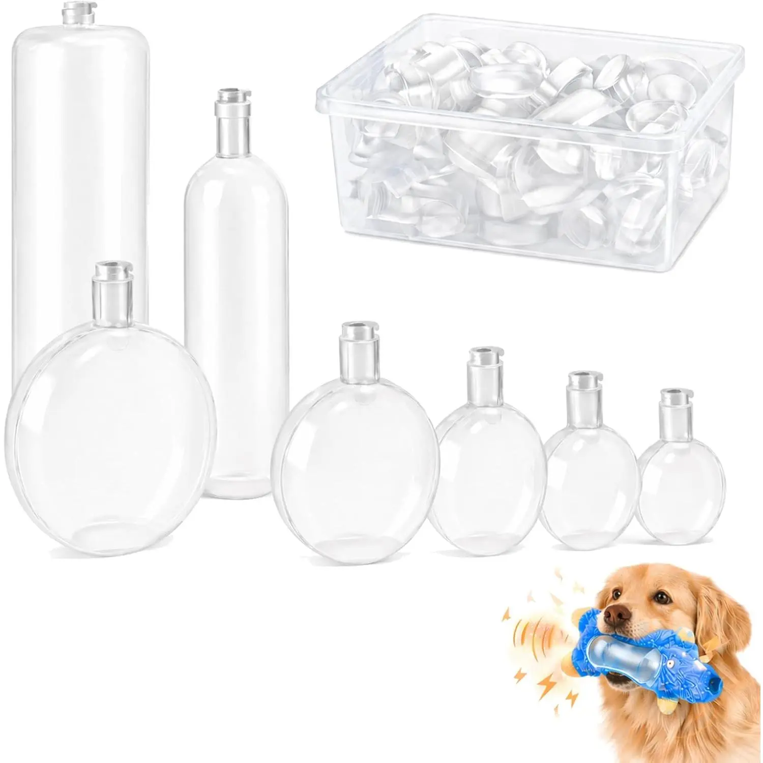 Dog Toys Squeaker, Replacement Dog Toy Squeakers 72 Pack, 7 Assorted Sizes Loud Durable Plastic Squeaky Toy Inserts (Squeaker Insert) for DIY Dog Toy Repair, Easy to Replace to Extend Toy Life