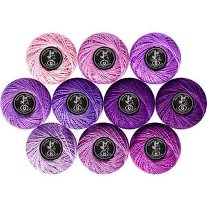 Crochet Thread 10 Balls Cardinal Size 8 for Crochet Hardanger Cross Stitch Needlepoint Hand Embroidery (Purple Series)