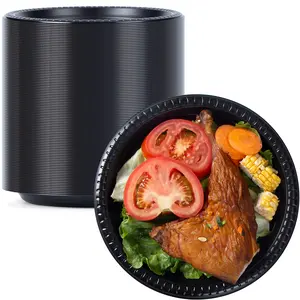YANGRUI Reusable Plastic Plates, 9 Inch 150 Pack Food Grade Material BPA Free MFPP Black Dinner Plates Disposable Hand