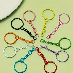 60 Piece Zinc Alloy Keychain Rings with Lobster Clasp, Durable DIY Jewelry, Craft Supplies, Colorful Options, Polished Surface
