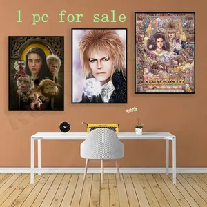 1pc 5D Diamond Painting Kit Labyrinth Movie Poster Fantasy Art, Jareth the Goblin King & Sarah with Crystal Balls & Magical Creatures, Retro 80s Movie Wall Decor, DIY Mosaic Craft, Ideal for Home Decor & Gift for Fans